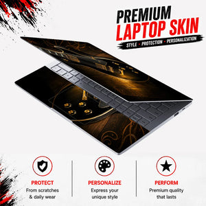 Lifestyle Black Les Paul Guitar Gold Hardware Wood Laptop Skin - View 3