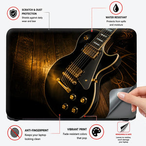 Lifestyle Black Les Paul Guitar Gold Hardware Wood Laptop Skin - View 4