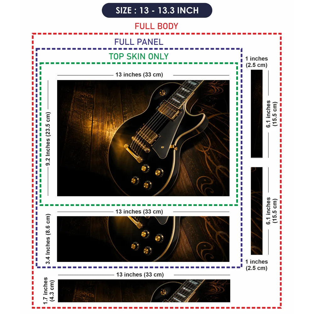 Lifestyle Black Les Paul Guitar Gold Hardware Wood Laptop Skin - View 6