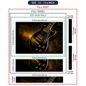 Lifestyle Black Les Paul Guitar Gold Hardware Wood Laptop Skin - View 8