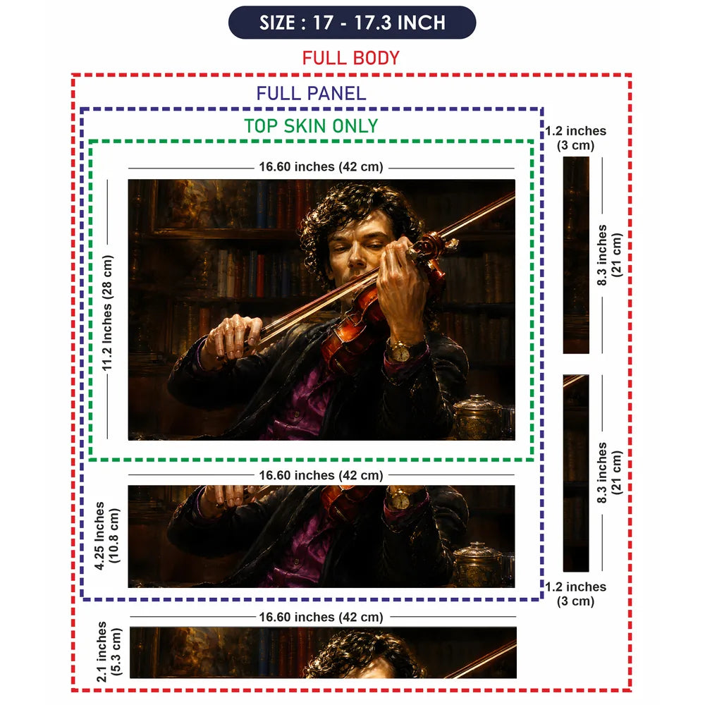 Lifestyle Sherlock Violinist in Library Painting Laptop Skin - View 9