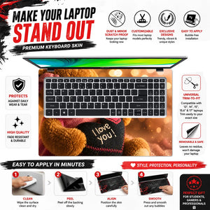 Lifestyle Teddy Bear Holding I Love You Heart Laptop Skin - View 5