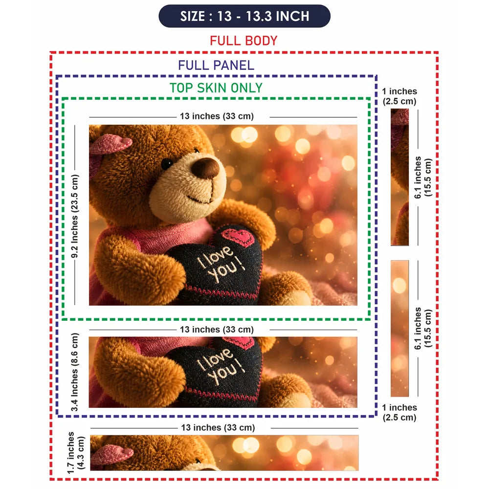 Lifestyle Teddy Bear Holding I Love You Heart Laptop Skin - View 6