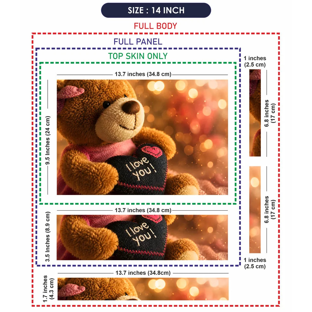 Lifestyle Teddy Bear Holding I Love You Heart Laptop Skin - View 7