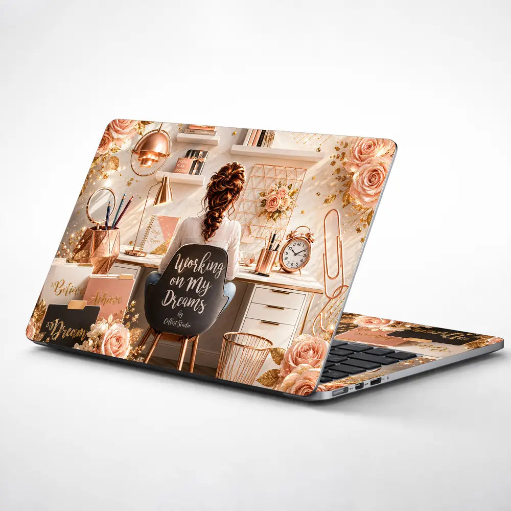 Lifestyle Workspace Rose Gold Dreams Laptop Skin - View 1