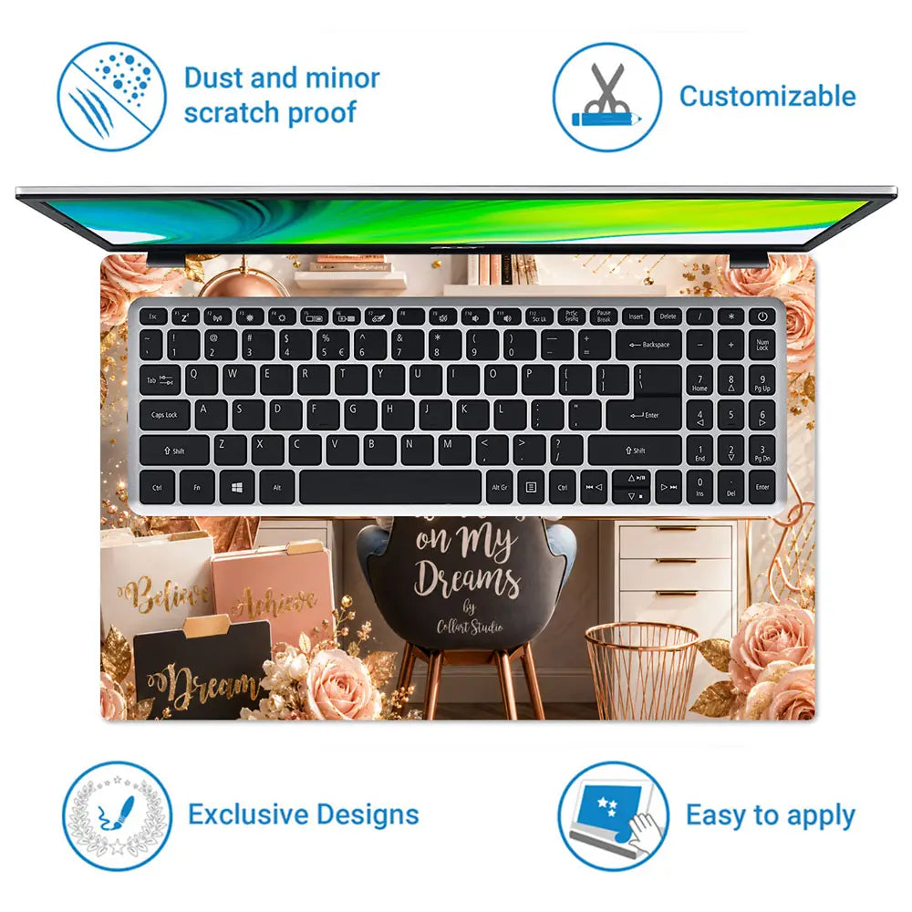 Lifestyle Workspace Rose Gold Dreams Laptop Skin - View 5