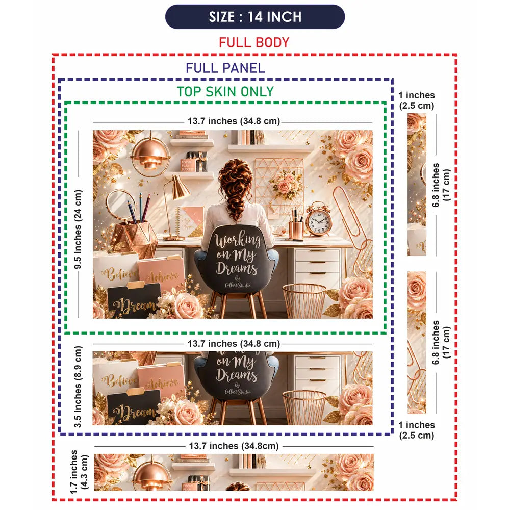 Lifestyle Workspace Rose Gold Dreams Laptop Skin - View 7
