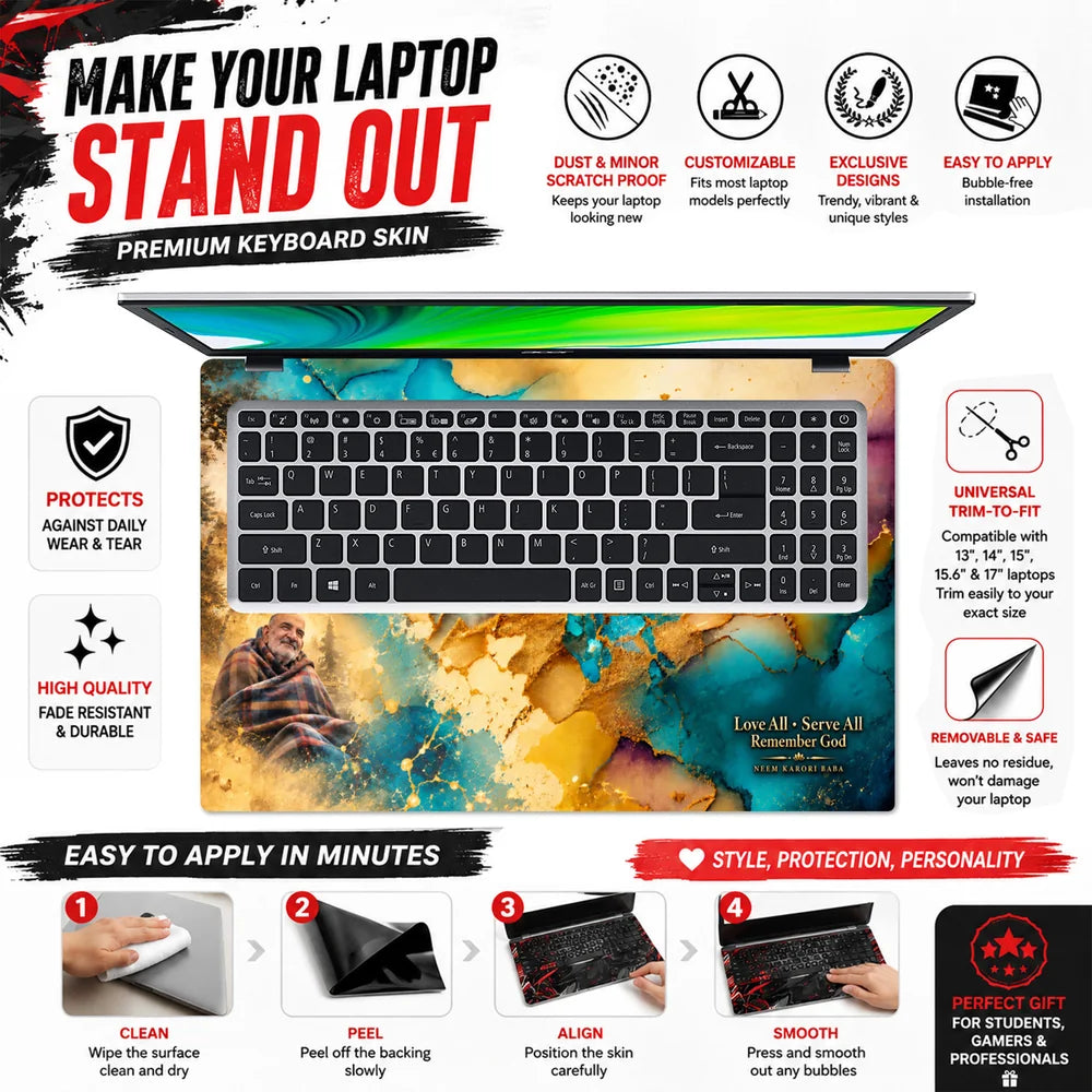 Love All Serve All Gold Ink Laptop Skin - View 5