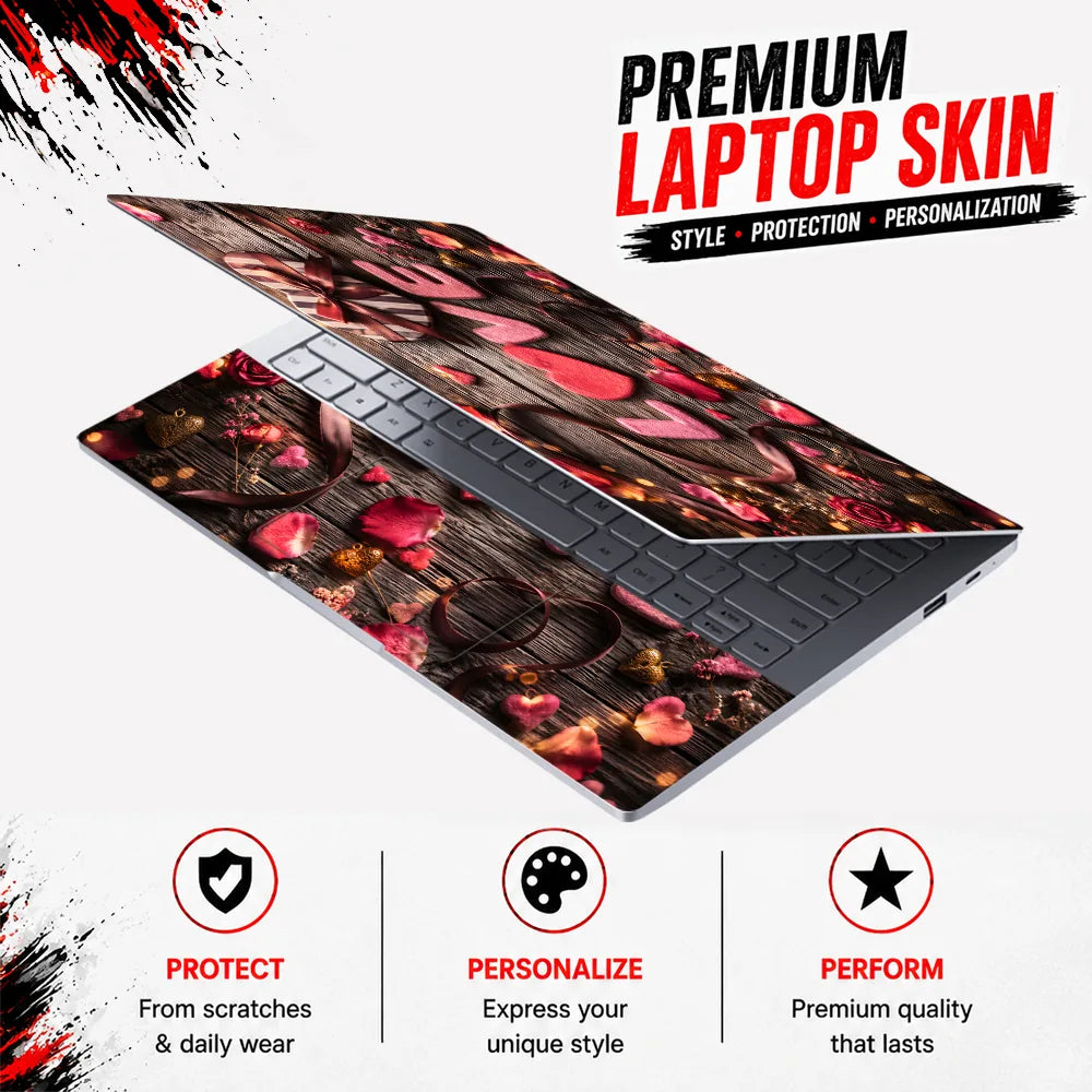 Love Cookies Hearts Wood Romance Laptop Skin - View 3