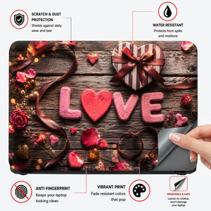 Love Cookies Hearts Wood Romance Laptop Skin - View 4