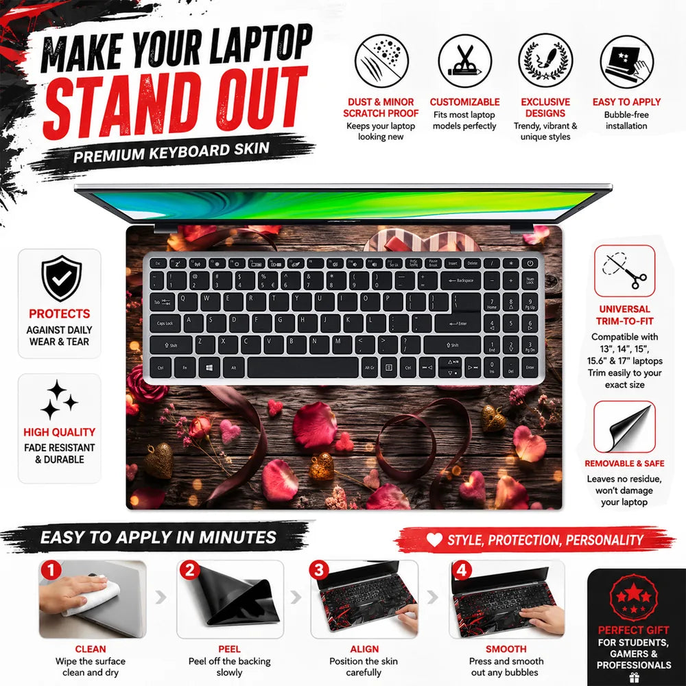 Love Cookies Hearts Wood Romance Laptop Skin - View 5