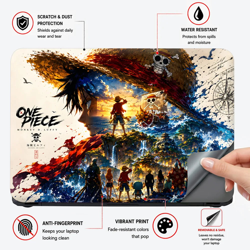 Luffy Crew Hat Ship Splash Laptop Skin - View 4