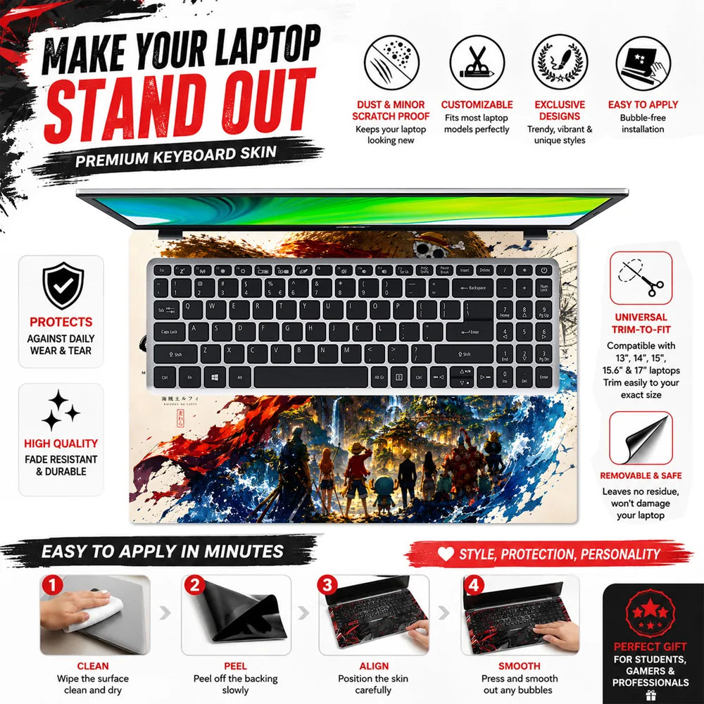 Luffy Crew Hat Ship Splash Laptop Skin - View 5