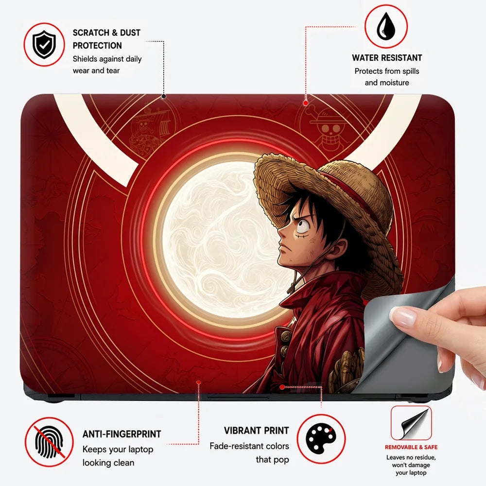 Luffy Red Devil Fruit Glow Laptop Skin - View 4