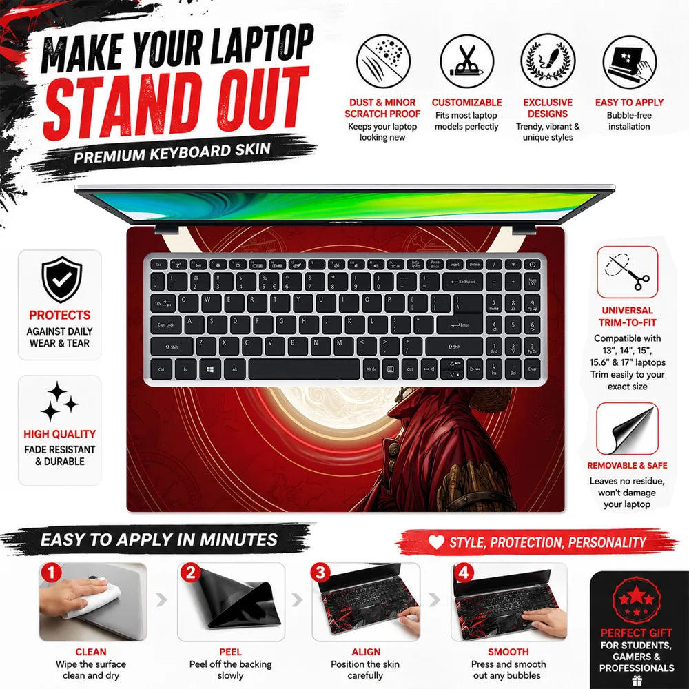 Luffy Red Devil Fruit Glow Laptop Skin - View 5