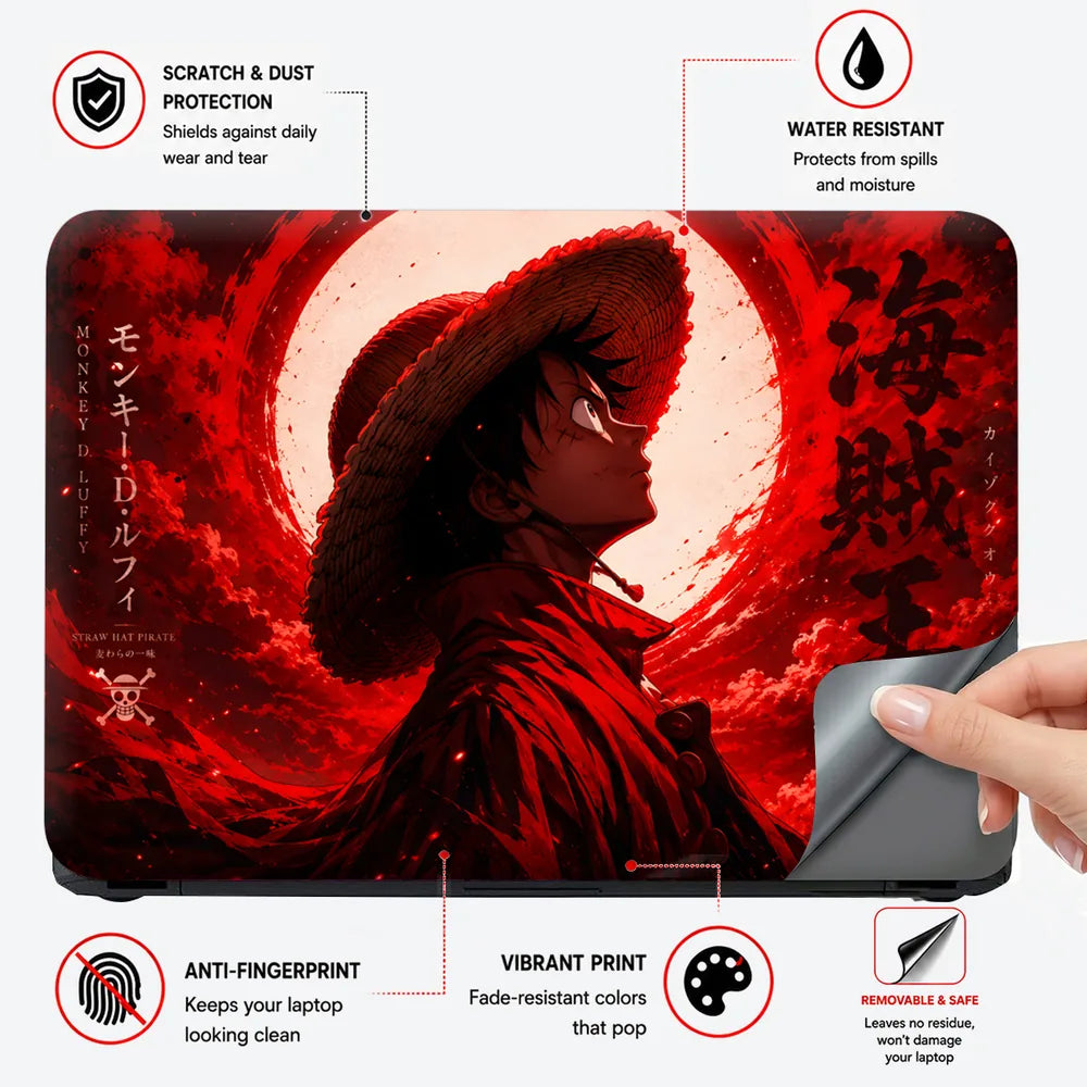 Luffy Straw Hat Red Moon Laptop Skin - View 4