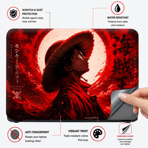 Luffy Straw Hat Red Moon Laptop Skin - View 4