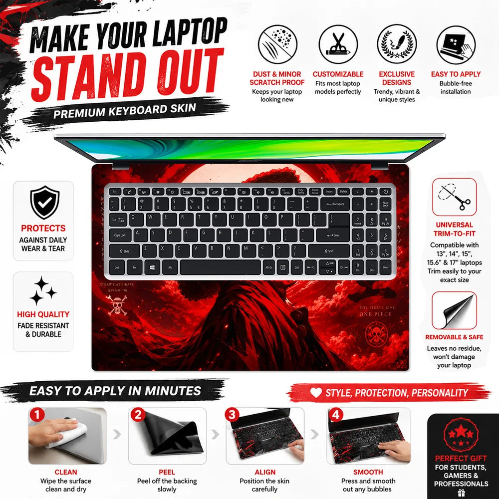 Luffy Straw Hat Red Moon Laptop Skin - View 5