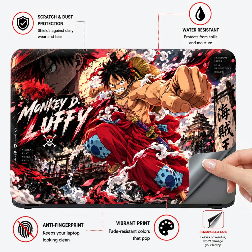 Luffy Wano Kimono Punch Laptop Skin - View 4