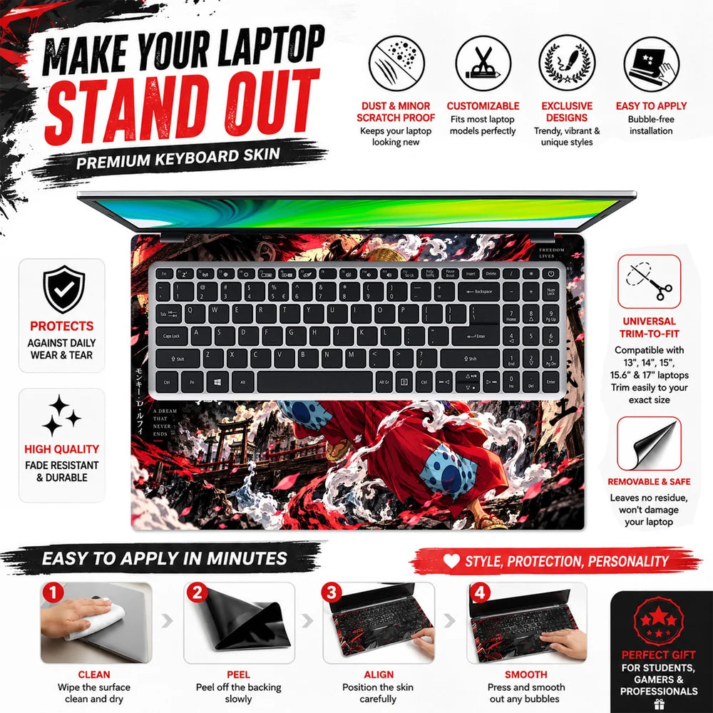 Luffy Wano Kimono Punch Laptop Skin - View 5