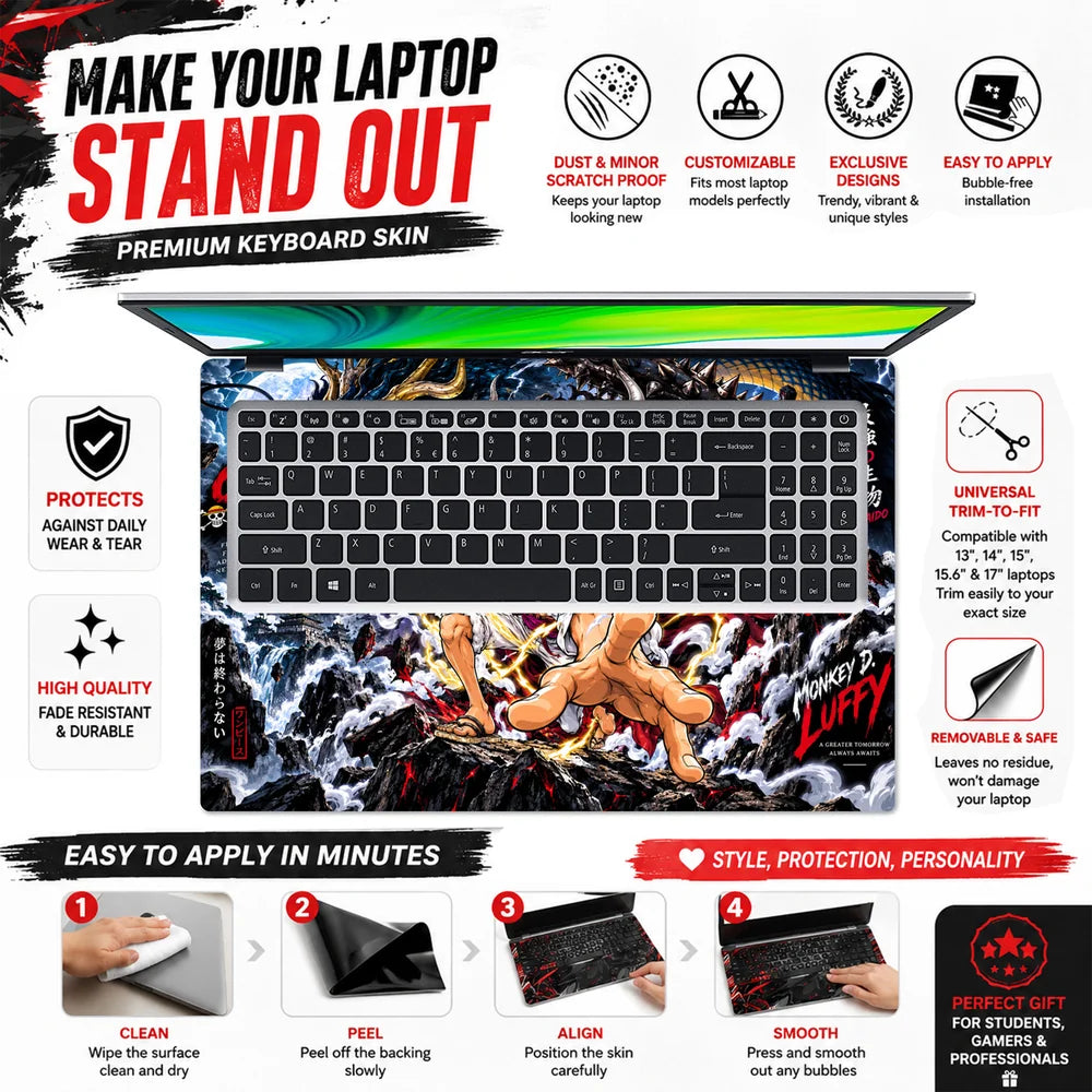 Luffy’s Stormy Clash with Kaido Laptop Skin - View 5