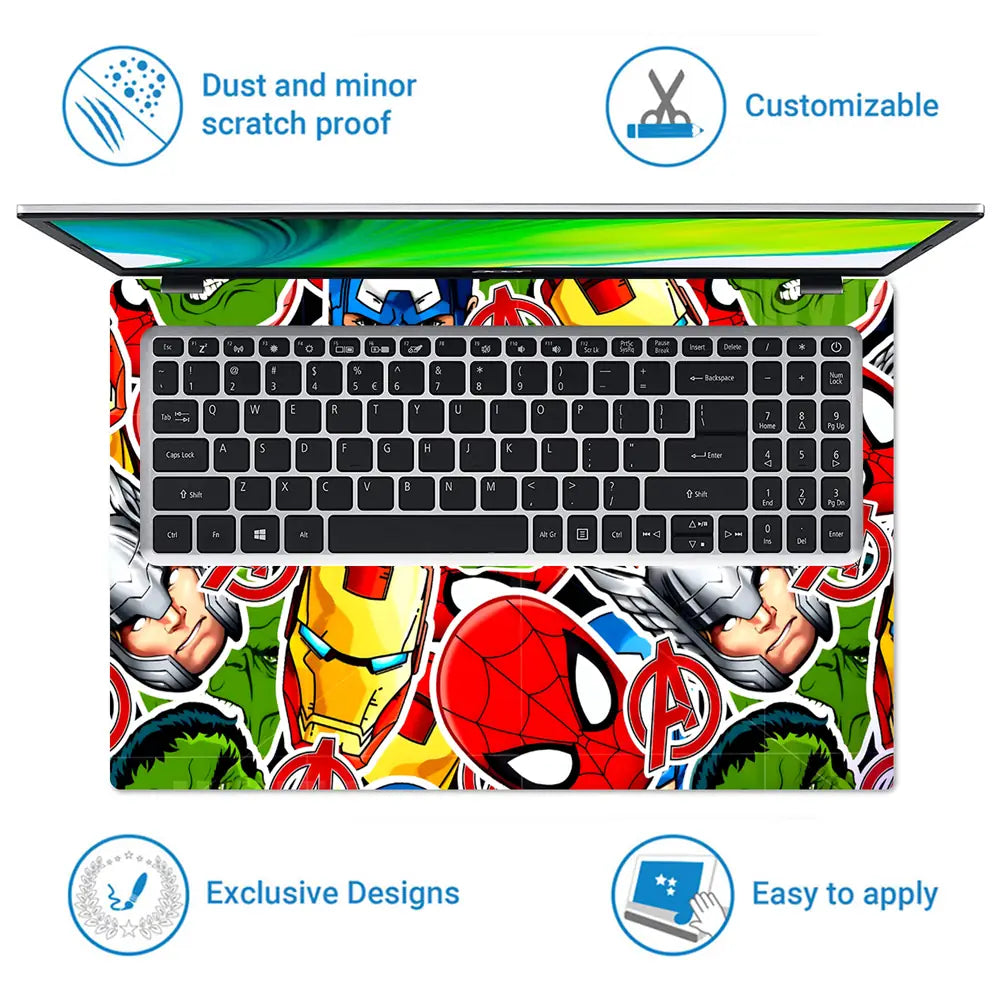 Marvel Heroes Collage Laptop Skin - View 5