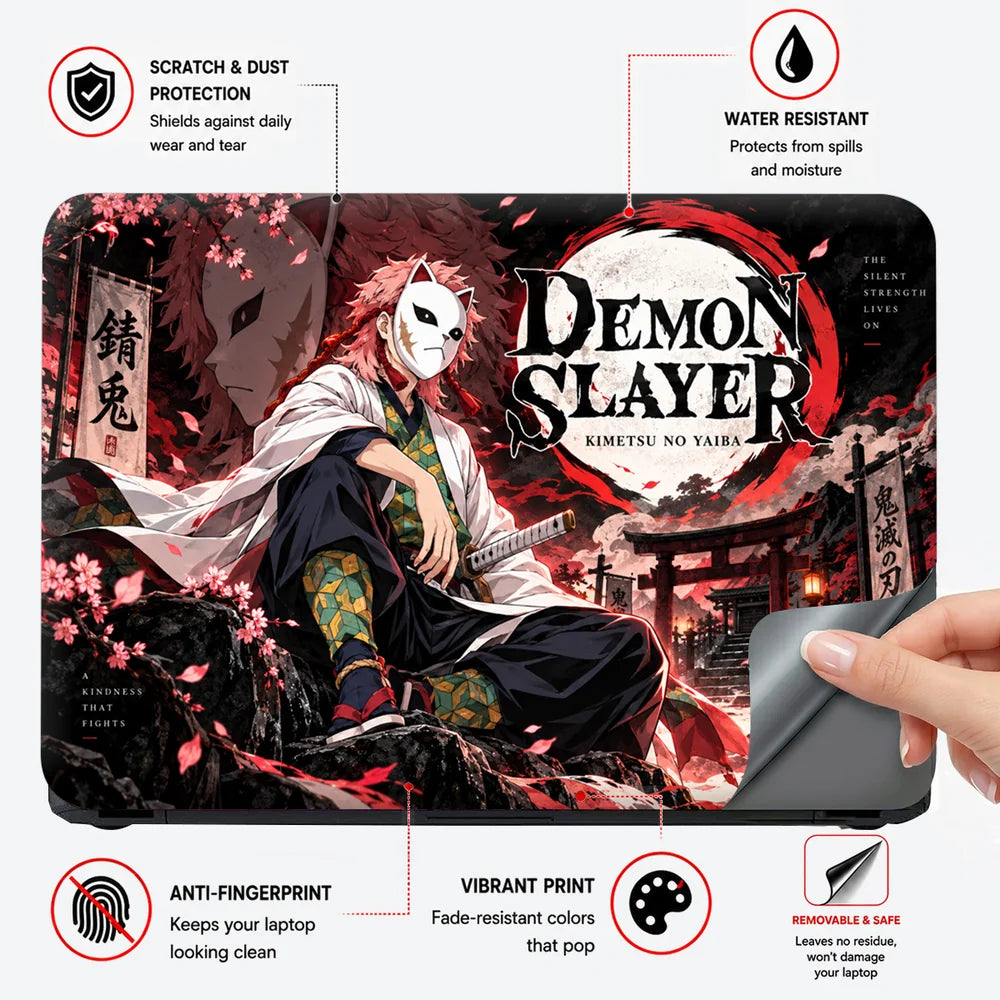Masked Demon Slayer Under the Moon Laptop Skin - View 4