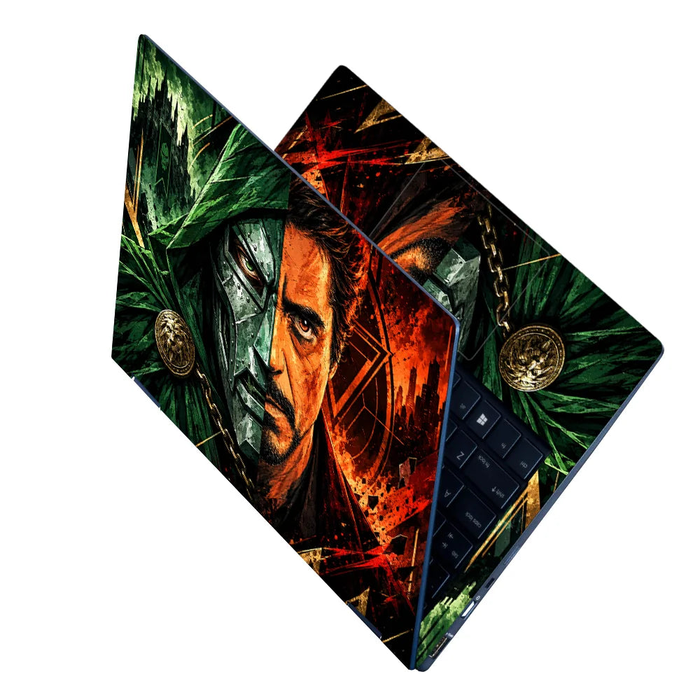 Masked Villain Split Face Laptop Skin - View 2