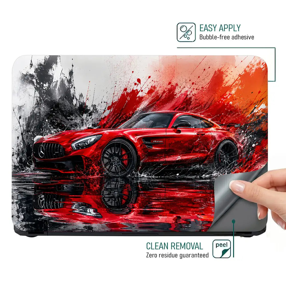 Mercedes AMG GT Red Ink Laptop Skin - View 4