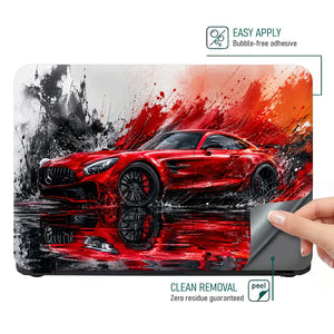 Mercedes AMG GT Red Ink Laptop Skin - View 4