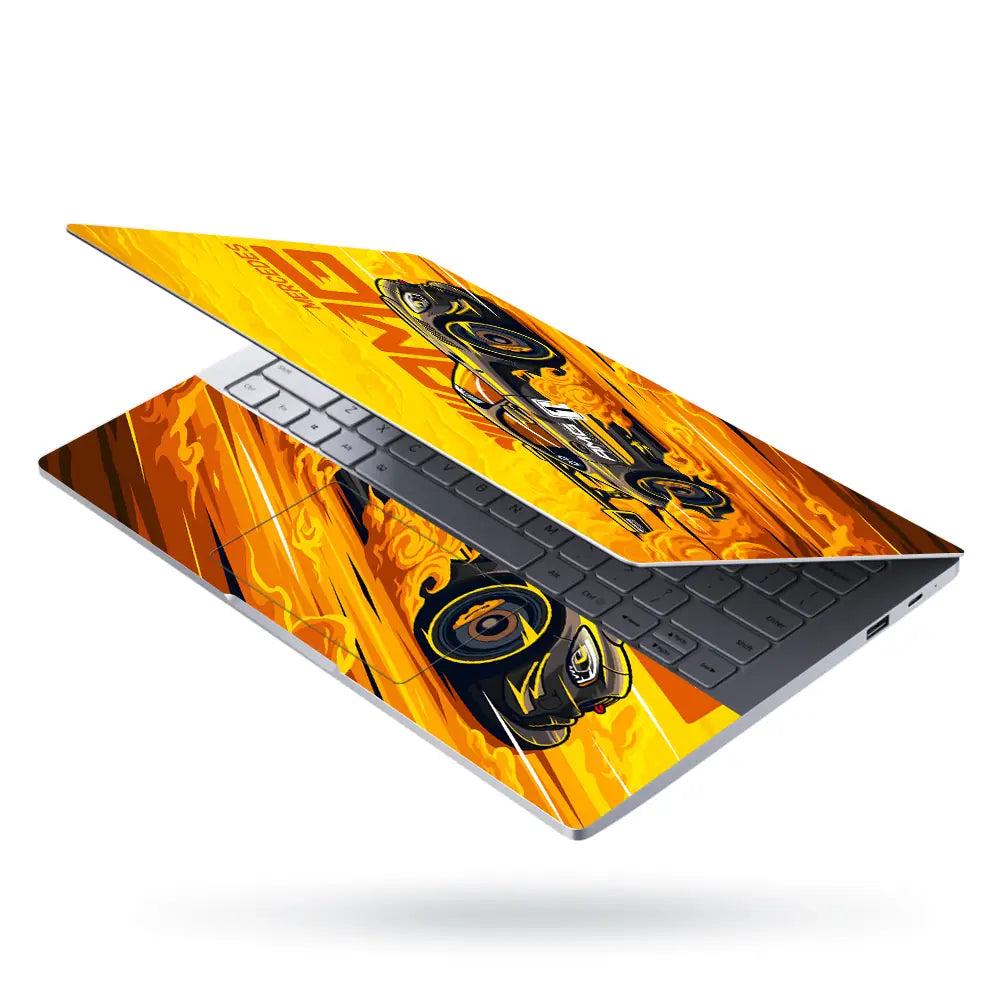 Mercedes AMG GT3 Yellow Laptop Skin - View 3