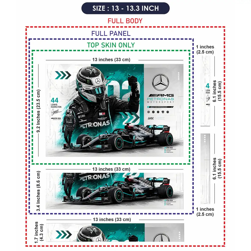 Mercedes AMG Hamilton 44 Poster Laptop Skin - View 6