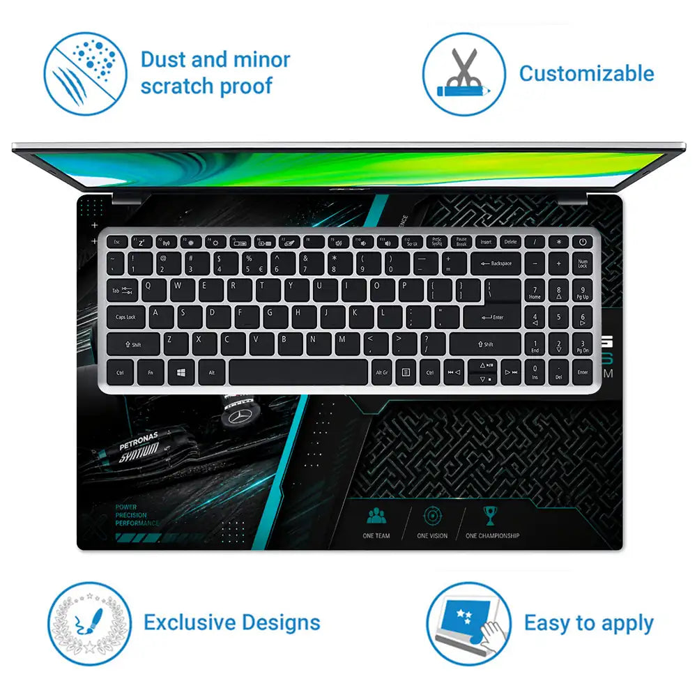 Mercedes AMG Petronas 44 Dark Grid Laptop Skin - View 5