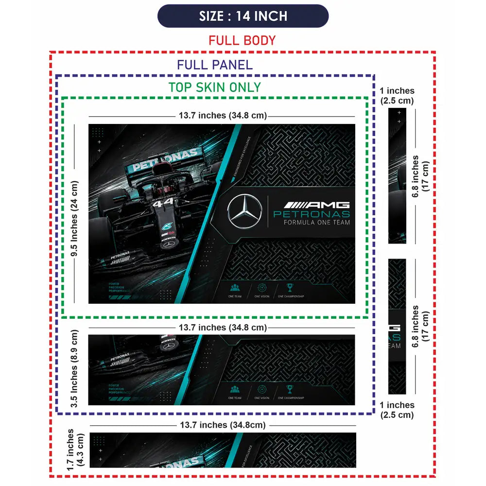Mercedes AMG Petronas 44 Dark Grid Laptop Skin - View 7