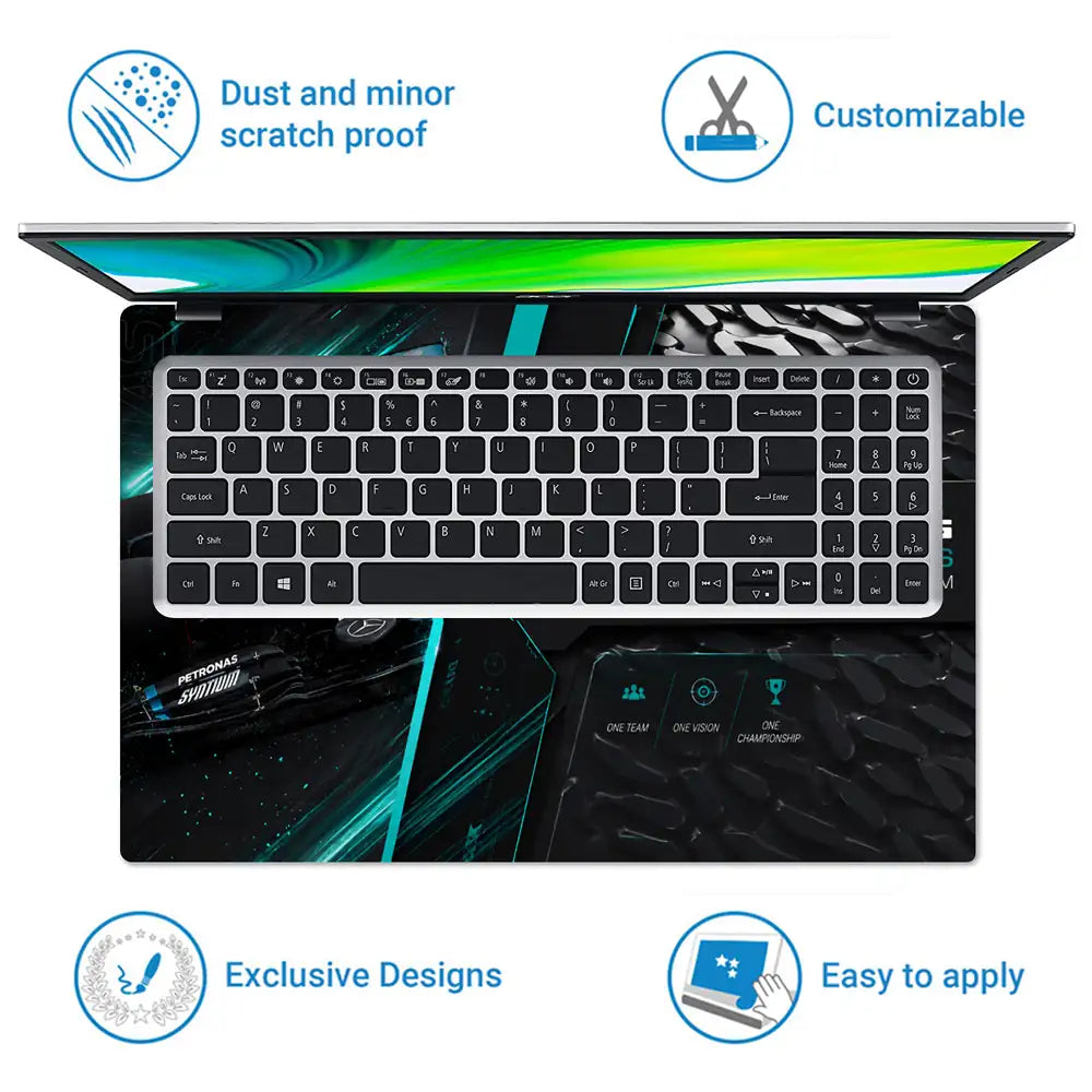 Mercedes AMG Petronas 44 Split Panel Laptop Skin - View 5