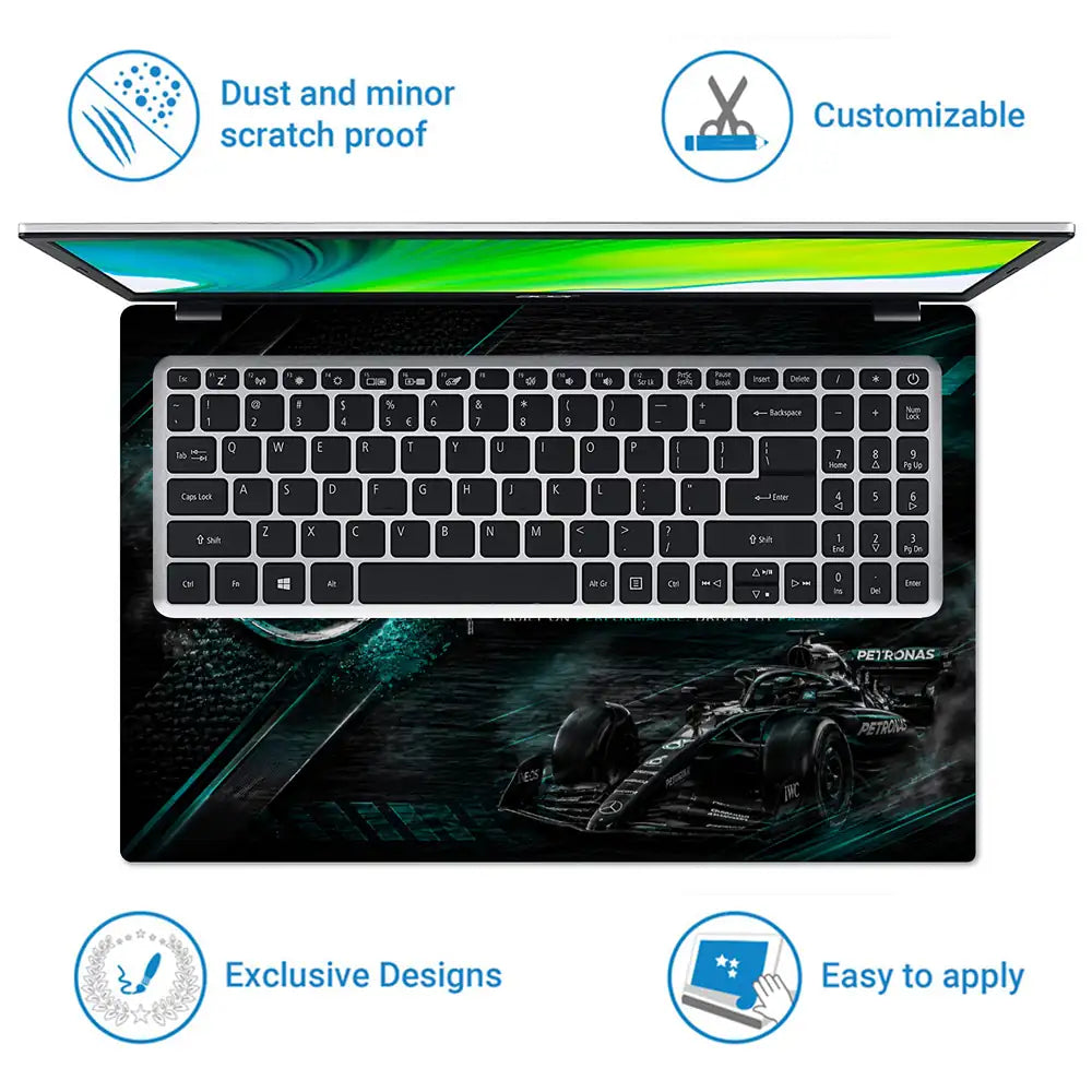 Mercedes AMG Petronas Dark Leather Laptop Skin - View 5