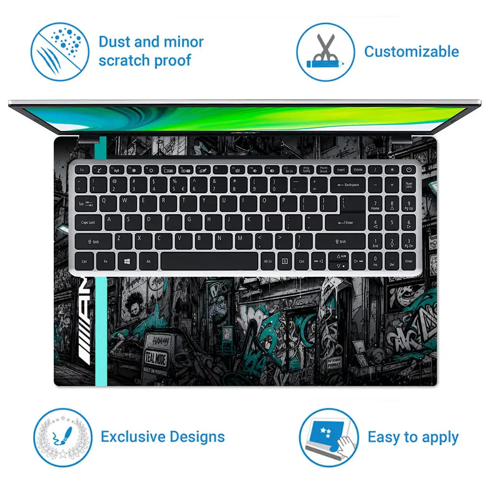 Mercedes AMG Petronas Graffiti City Laptop Skin - View 5