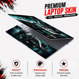 Mercedes W16 Bold Headline Laptop Skin - View 3