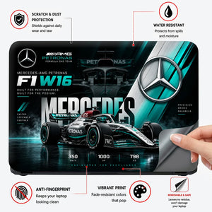 Mercedes W16 Bold Headline Laptop Skin - View 4