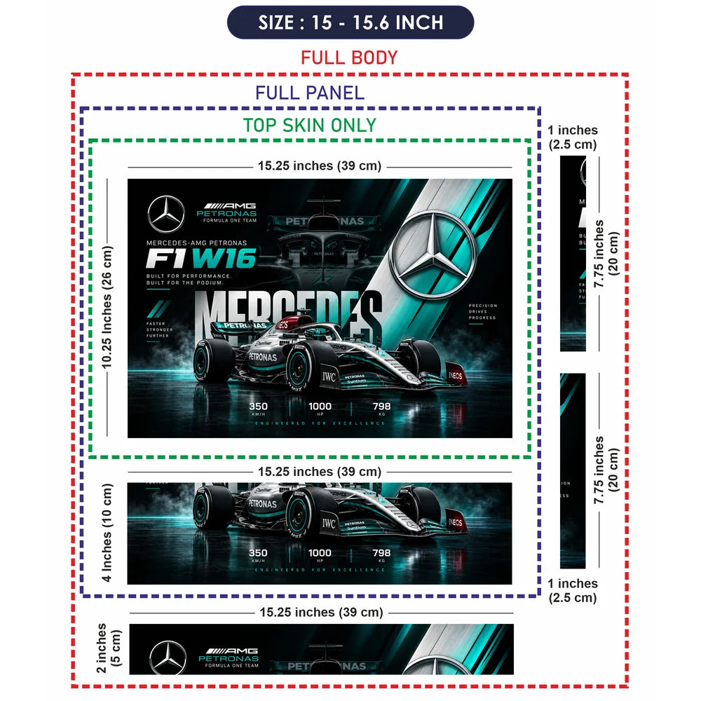 Mercedes W16 Bold Headline Laptop Skin - View 8