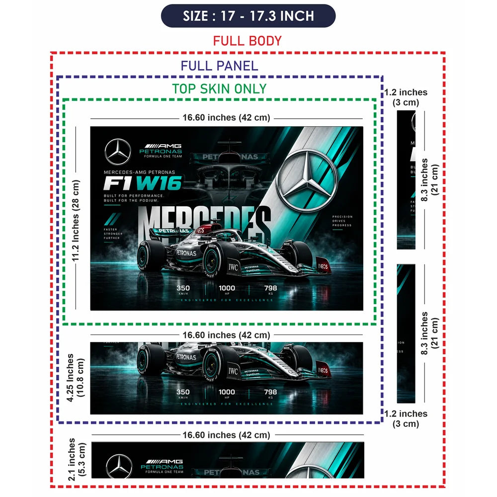 Mercedes W16 Bold Headline Laptop Skin - View 9