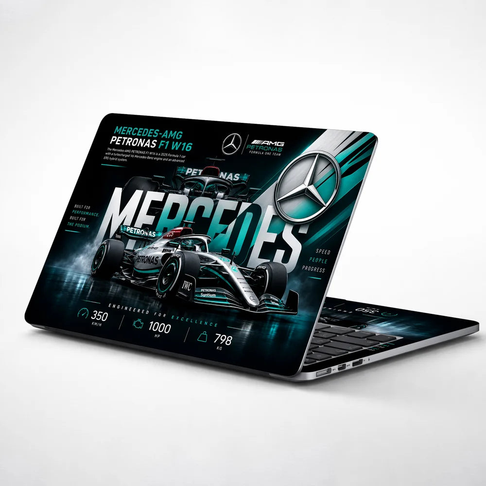 Mercedes W16 Spec Icons Laptop Skin - View 1