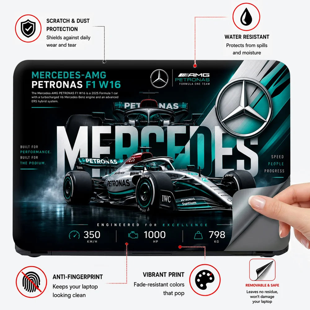 Mercedes W16 Spec Icons Laptop Skin - View 4