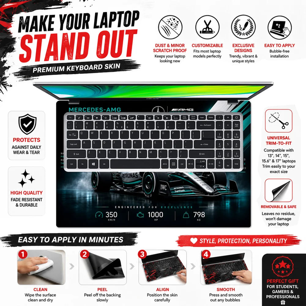 Mercedes W16 Spec Icons Laptop Skin - View 5