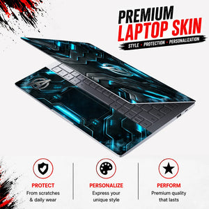 Metal A Emblem Cyan Armor Laptop Skin - View 3