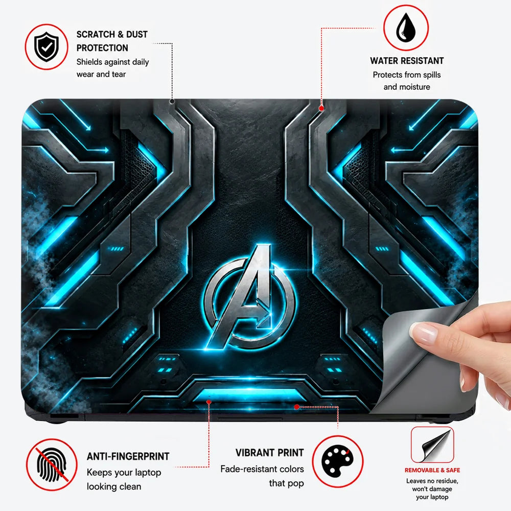 Metal A Emblem Cyan Armor Laptop Skin - View 4