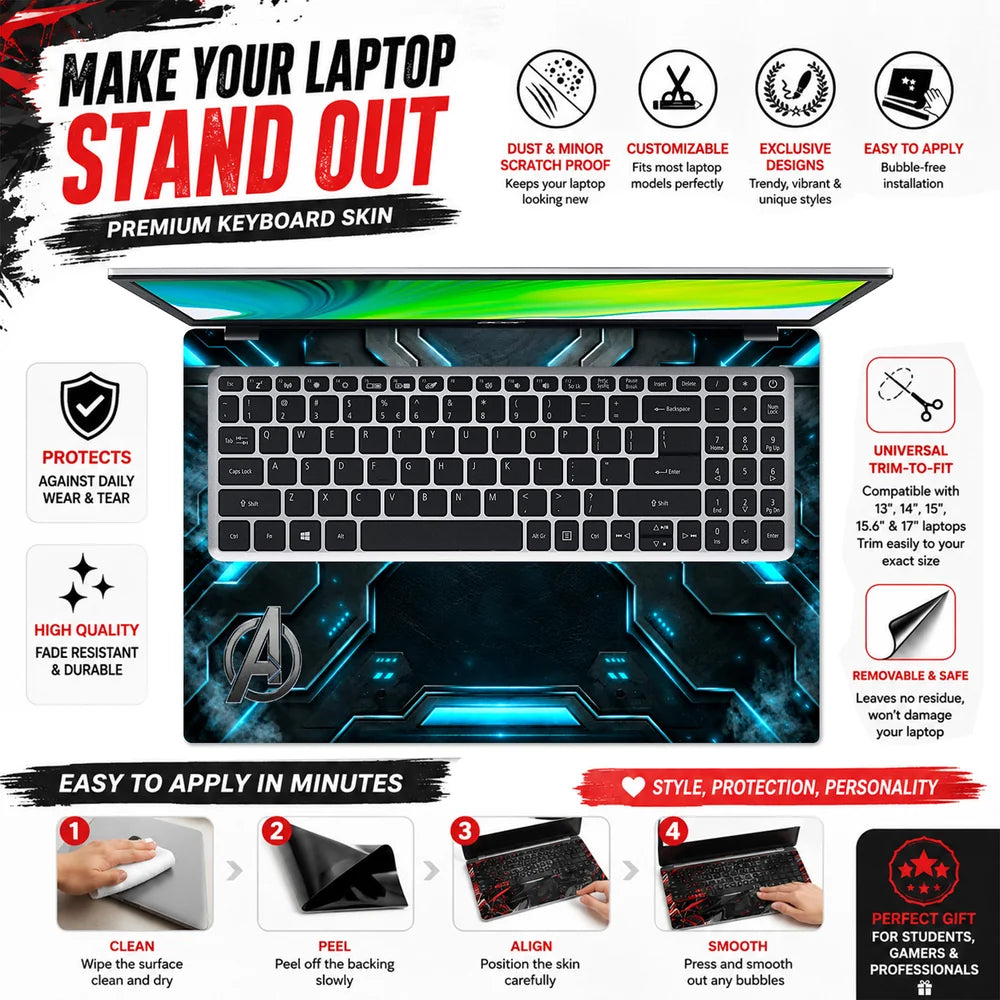 Metal A Emblem Cyan Armor Laptop Skin - View 5