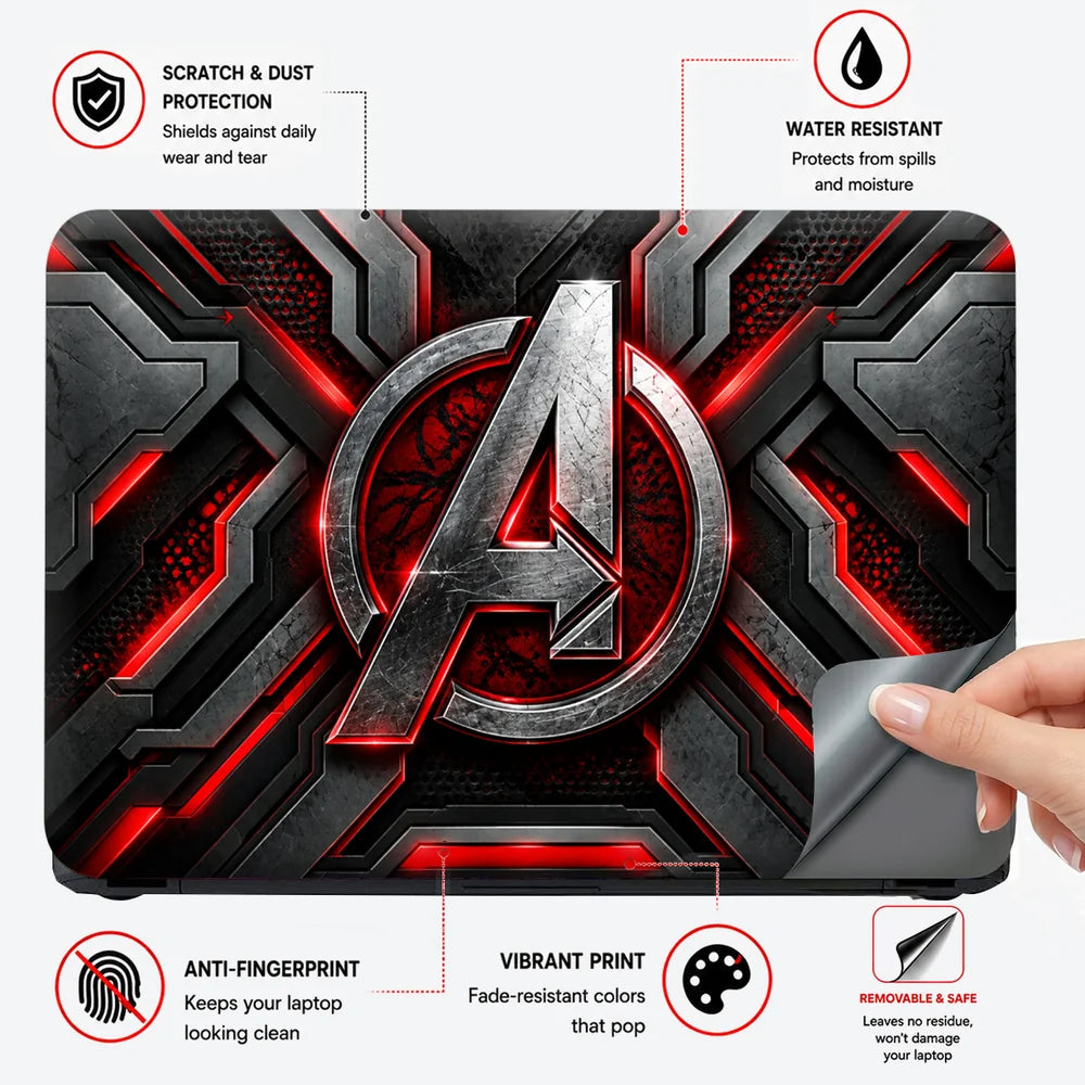 Metal A Emblem Red Armor Laptop Skin - View 4