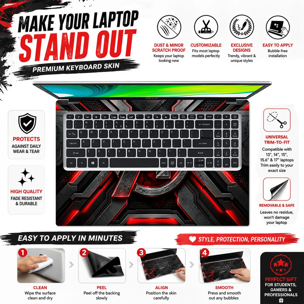 Metal A Emblem Red Armor Laptop Skin - View 5