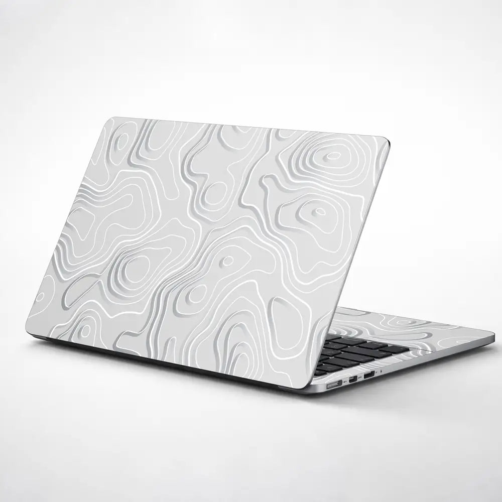 Minimal White Topographic Abstract Design Laptop Skin - View 1